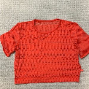 LULULEMON coral cut out crop top